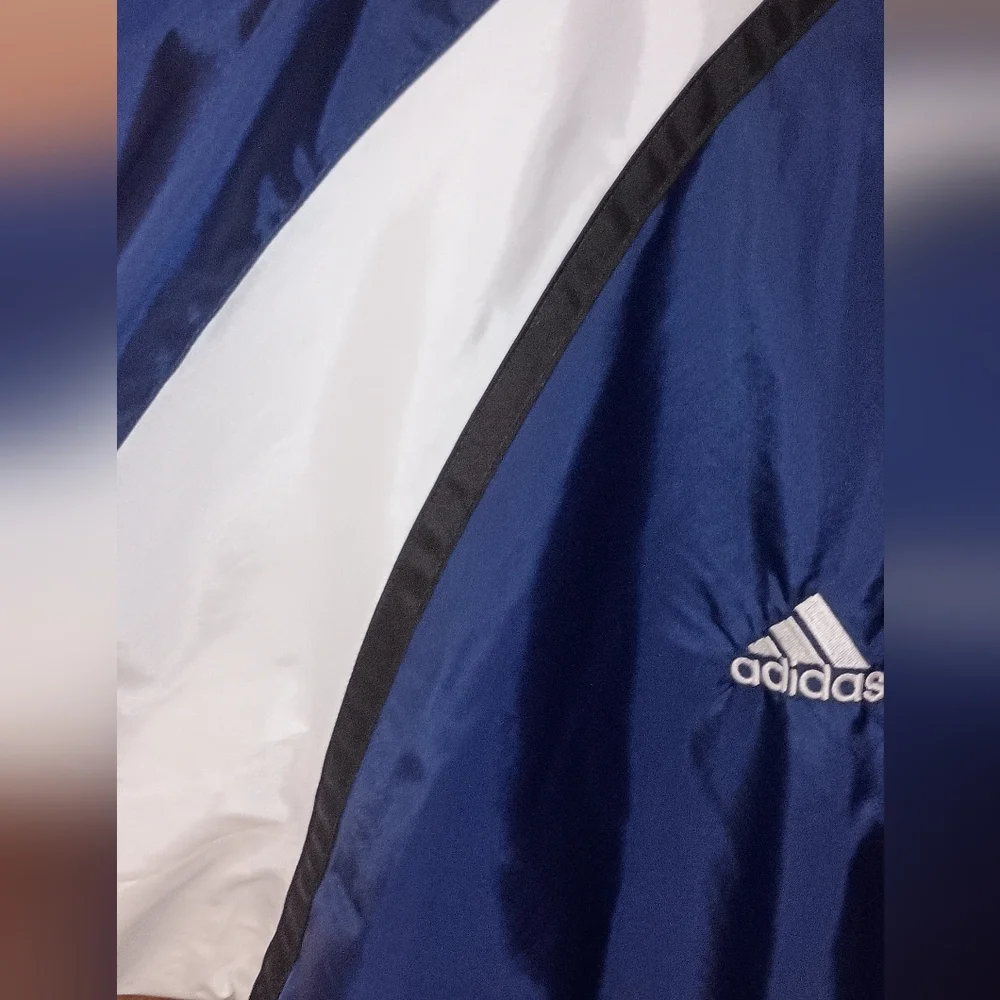 Adidas Blue Windbreaker Pullover V-neck Jacket Large